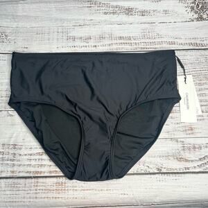Calvin Klein XL Swimwear Bikini Bottom Tummy Control Solid Black Swim Suit NEW‎